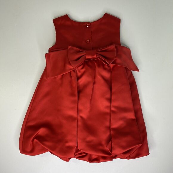 Maggie & Zoe Baby Girls Red Dress 18 Months Rosettes Bow Party Holiday Christmas - Picture 2 of 12